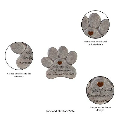Best Pirce ๐ Evergreen 11" Paw Shaped Pet Memorial Garden Stone, Best Friends Live Forever ๐คฉ 6 Best Pirce ๐ Evergreen 11" Paw Shaped Pet Memorial Garden Stone, Best Friends Live Forever ๐คฉ - Image 4