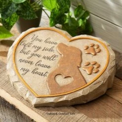 Wholesale 🎉 Evergreen 11" Heart Shaped Pet Memorial Garden Stone, 🦮 Dog Silhouette 💯 -Garden Decor Shop unnamed file 12445