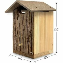 Cheap 🥰 Outer Trails Japanese Cedar Wooden Owl Houses, Composite Weather Tight Roof, Bark Front 🎁 -Garden Decor Shop unnamed file 12524