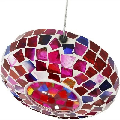 Outlet β Sunnydaze Decor Sunnydaze Outdoor Garden Patio Round Glass with Mosaic Design Hanging Fly-Through Bird Feeder - 6" - Crimson π― 4 Outlet β Sunnydaze Decor Sunnydaze Outdoor Garden Patio Round Glass with Mosaic Design Hanging Fly-Through Bird Feeder - 6" - Crimson π― - Image 2