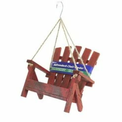 Promo ✨ Gold Crest Distribution Home & Garden 9.0" Red Adirondack Feeder Chair Rustic Yard Decor Gold Crest Distributing - Bird Feeders 🔥