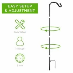 Brand new π― Best Choice Products 65in Set of 4 Shepherd Hooks Outdoor Metal Adjustable Garden Hooks w/ 2-Prong Base Black π§¨