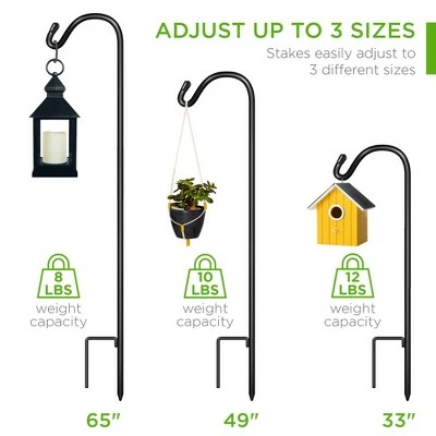 Brand new π― Best Choice Products 65in Set of 4 Shepherd Hooks Outdoor Metal Adjustable Garden Hooks w/ 2-Prong Base Black 𧨠4 Brand new π― Best Choice Products 65in Set of 4 Shepherd Hooks Outdoor Metal Adjustable Garden Hooks w/ 2-Prong Base Black 𧨠- Image 2
