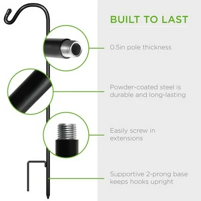 Brand new π― Best Choice Products 65in Set of 4 Shepherd Hooks Outdoor Metal Adjustable Garden Hooks w/ 2-Prong Base Black 𧨠5 Brand new π― Best Choice Products 65in Set of 4 Shepherd Hooks Outdoor Metal Adjustable Garden Hooks w/ 2-Prong Base Black 𧨠- Image 3