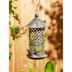 Best Sale 😀 Zingz & Thingz Zingz & Thingz 17.5" Iron Leaf Bird Feeder Green/Brown 🧨 -Garden Decor Shop unnamed file 12674