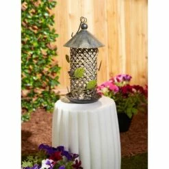 Best Sale 😀 Zingz & Thingz Zingz & Thingz 17.5" Iron Leaf Bird Feeder Green/Brown 🧨 -Garden Decor Shop unnamed file 12677