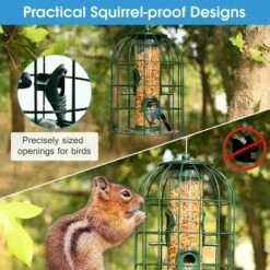 New 🎁 Costway Squirrel-proof Caged Tube Wild Bird Feeder Outdoor Metal Seed Guard Deterrent 👍 -Garden Decor Shop unnamed file 12711
