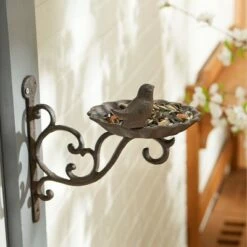 New 🛒 Zingz & Thingz Zingz & Thingz 10.6" Cast Iron Wall Mounted Bird Feeder Black 💯 -Garden Decor Shop unnamed file 12716