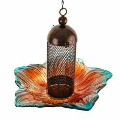 Promo 🎁 Ultimate Innovations Glass & Metal Bird Feeder Teal/yellow 👍 -Garden Decor Shop unnamed file 12741