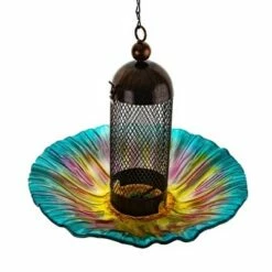 Promo 🎁 Ultimate Innovations Glass & Metal Bird Feeder Teal/yellow 👍 -Garden Decor Shop unnamed file 12743