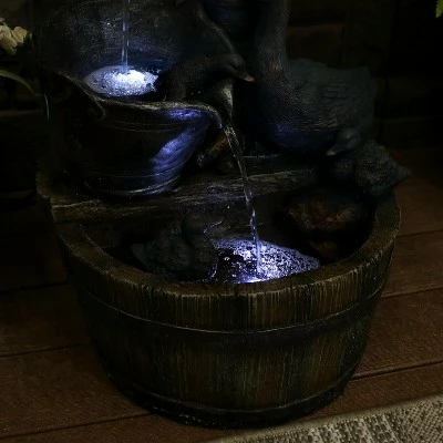 New π Sunnydaze Decor Sunnydaze 30"H Electric Polyresin Rustic Pump and Barrel Mother Duck and Ducklings Outdoor Fountain with LED Lights π 2 New π Sunnydaze Decor Sunnydaze 30"H Electric Polyresin Rustic Pump and Barrel Mother Duck and Ducklings Outdoor Fountain with LED Lights π
