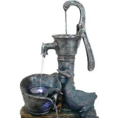 New π Sunnydaze Decor Sunnydaze 30"H Electric Polyresin Rustic Pump and Barrel Mother Duck and Ducklings Outdoor Fountain with LED Lights π 4 New π Sunnydaze Decor Sunnydaze 30"H Electric Polyresin Rustic Pump and Barrel Mother Duck and Ducklings Outdoor Fountain with LED Lights π - Image 3