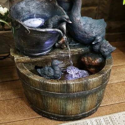 New π Sunnydaze Decor Sunnydaze 30"H Electric Polyresin Rustic Pump and Barrel Mother Duck and Ducklings Outdoor Fountain with LED Lights π 7 New π Sunnydaze Decor Sunnydaze 30"H Electric Polyresin Rustic Pump and Barrel Mother Duck and Ducklings Outdoor Fountain with LED Lights π - Image 6