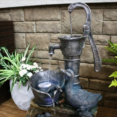 New π Sunnydaze Decor Sunnydaze 30"H Electric Polyresin Rustic Pump and Barrel Mother Duck and Ducklings Outdoor Fountain with LED Lights π 8 New π Sunnydaze Decor Sunnydaze 30"H Electric Polyresin Rustic Pump and Barrel Mother Duck and Ducklings Outdoor Fountain with LED Lights π - Image 7