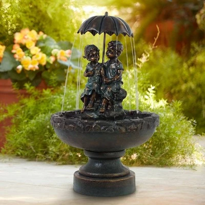 New π John Timberland Boy and Girl Under Umbrella Outdoor Water Fountain 40" High Copper Green Bronze Patio Deck Home Lawn Porch House π 3 New π John Timberland Boy and Girl Under Umbrella Outdoor Water Fountain 40" High Copper Green Bronze Patio Deck Home Lawn Porch House π