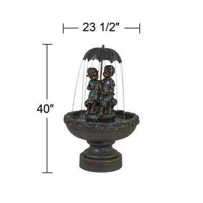 New π John Timberland Boy and Girl Under Umbrella Outdoor Water Fountain 40" High Copper Green Bronze Patio Deck Home Lawn Porch House π 9 New π John Timberland Boy and Girl Under Umbrella Outdoor Water Fountain 40" High Copper Green Bronze Patio Deck Home Lawn Porch House π - Image 7