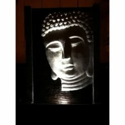 Best Sale ✔️ 23.62" Self Standing Buddha Face Indoor/Outdoor Water Fountain with LED Light - Gray - XBrand ✨ -Garden Decor Shop unnamed file 12828
