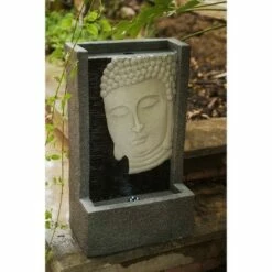 Best Sale ✔️ 23.62" Self Standing Buddha Face Indoor/Outdoor Water Fountain with LED Light - Gray - XBrand ✨ -Garden Decor Shop unnamed file 12829