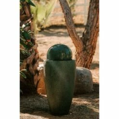 Discount 🔥 25.6" Modern Stone Textured Sphere Indoor/Outdoor Water Fountain with LED Light - Green - XBrand ✔️ -Garden Decor Shop unnamed file 12842