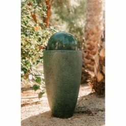 Discount 🔥 25.6" Modern Stone Textured Sphere Indoor/Outdoor Water Fountain with LED Light - Green - XBrand ✔️ -Garden Decor Shop unnamed file 12843