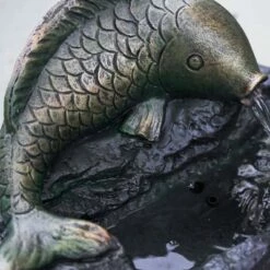 Hot Sale ⌛ 12" Outdoor Fish Water Fountain Gray - XBrand ⭐