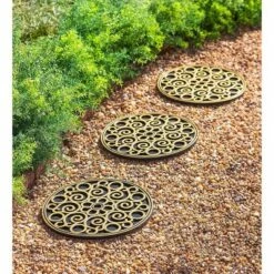 Coupon βοΈ Plow & Hearth Recycled Rubber Floral or Scroll Stepping Stones, Set of 3 π