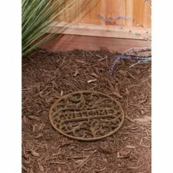 Best Sale ⌛ Zingz & Thingz Zingz & Thingz Cast Iron Welcome Stepping Stone Brown 🥰 -Garden Decor Shop unnamed file 13013