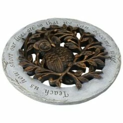 Buy 👏 Roman 12" Round Wise Owl Outdoor Garden Stepping Stone - Bronze/Gray ⌛
