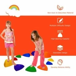 Best Pirce 😍 Costway 11pcs Kids Balance Stepping Stones w/ Non-Slip Bottom Indoor & Outdoor Toy ✨ -Garden Decor Shop unnamed file 13066