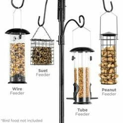 Cheap 🔥 Best Choice Products 89in 6-Hook Bird Feeding Station, Steel Multi-Feeder Stand w/ 4 Feeders, Tray, Bird Bath ✨