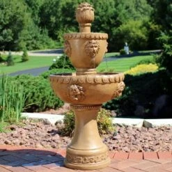 Best reviews of 🔔 Sunnydaze Decor Sunnydaze 41"H Electric Fiberglass and Resin 2-Tier Lion Head Outdoor Water Fountain 😉