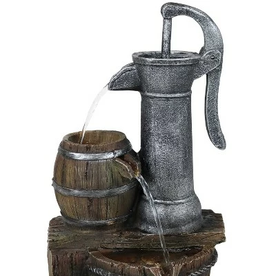 Budget π₯° Sunnydaze Decor Sunnydaze 23"H Electric Polyresin Cozy Farmhouse Pump and Tiered Barrels Outdoor Water Fountain with LED Lights π€© 5 Budget π₯° Sunnydaze Decor Sunnydaze 23"H Electric Polyresin Cozy Farmhouse Pump and Tiered Barrels Outdoor Water Fountain with LED Lights π€© - Image 3