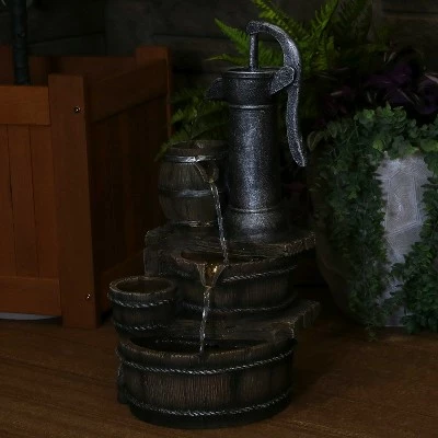 Budget π₯° Sunnydaze Decor Sunnydaze 23"H Electric Polyresin Cozy Farmhouse Pump and Tiered Barrels Outdoor Water Fountain with LED Lights π€© 8 Budget π₯° Sunnydaze Decor Sunnydaze 23"H Electric Polyresin Cozy Farmhouse Pump and Tiered Barrels Outdoor Water Fountain with LED Lights π€© - Image 6