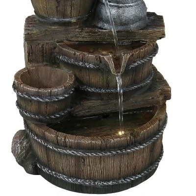 Budget π₯° Sunnydaze Decor Sunnydaze 23"H Electric Polyresin Cozy Farmhouse Pump and Tiered Barrels Outdoor Water Fountain with LED Lights π€© 11 Budget π₯° Sunnydaze Decor Sunnydaze 23"H Electric Polyresin Cozy Farmhouse Pump and Tiered Barrels Outdoor Water Fountain with LED Lights π€© - Image 9