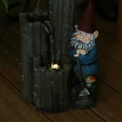 Best deal 🥰 Sunnydaze Decor Sunnydaze 17"H Electric Polyresin Resting Gnome by Tiered Logs Outdoor Water Fountain with LED Light 😉