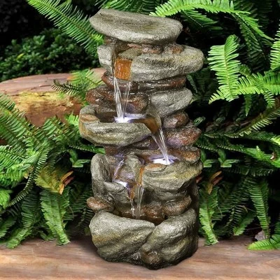 Outlet π― Watnature 30" 4-Tier Rock Water Fountain with LED Lights Brown/Gray β 5 Outlet π― Watnature 30" 4-Tier Rock Water Fountain with LED Lights Brown/Gray β - Image 3