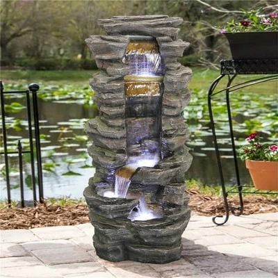 Cheap ⭐ Watnature 40" High Stacked Simulated Rock Cascading Waterfall Fountain Gray 👏 6 Cheap ⭐ Watnature 40" High Stacked Simulated Rock Cascading Waterfall Fountain Gray 👏 - Image 4