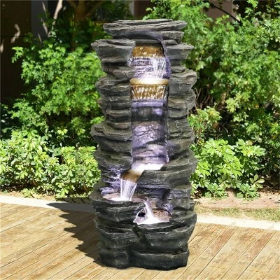 Cheap ⭐ Watnature 40" High Stacked Simulated Rock Cascading Waterfall Fountain Gray 👏 8 Cheap ⭐ Watnature 40" High Stacked Simulated Rock Cascading Waterfall Fountain Gray 👏 - Image 6