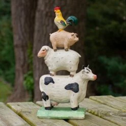 Outlet β€οΈ Northlight 11.5" Stacked Polyresin Farm Animals Outdoor Garden Statue π