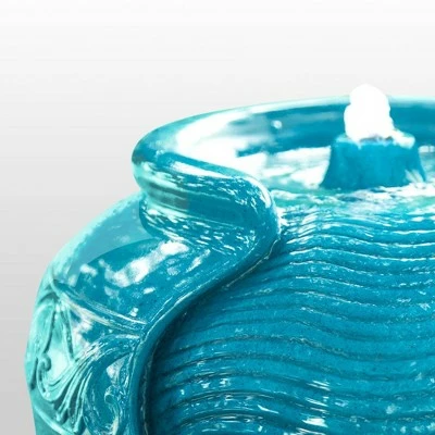 Best Sale π 16.93" Glazed Pot Outdoor Floor Fountain with LED Lights - Teamson Home Teal π 4 Best Sale π 16.93" Glazed Pot Outdoor Floor Fountain with LED Lights - Teamson Home Teal π - Image 2