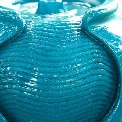 Best Sale π 16.93" Glazed Pot Outdoor Floor Fountain with LED Lights - Teamson Home Teal π 5 Best Sale π 16.93" Glazed Pot Outdoor Floor Fountain with LED Lights - Teamson Home Teal π - Image 3