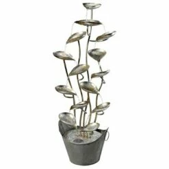 Cheap π Design Toscano Rain Forest Leaves Cascading Metal Fountain - Silver π