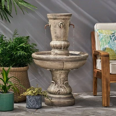 Outlet 🎁 Frederick Outdoor 4 Spout Fountain - Light Brown - Christopher Knight Home ❤️ 3 Outlet 🎁 Frederick Outdoor 4 Spout Fountain - Light Brown - Christopher Knight Home ❤️