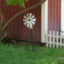 Hot Sale ⭐ Rustic Bronze & Silver Metal Mini Windmill - Alpine Corporation 🔔