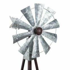 Hot Sale ⭐ Rustic Bronze & Silver Metal Mini Windmill - Alpine Corporation 🔔 -Garden Decor Shop unnamed file 13716