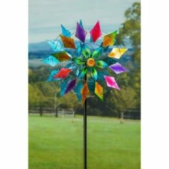 Outlet π₯° Evergreen 75"H Wind Spinner, Diamond Circle- Fade and Weather Resistant Outdoor Decor π