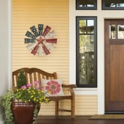 Hot Sale 🔥 Alpine Corporation Alpine Patriotic Windmill Metal Wall Decor ✔️