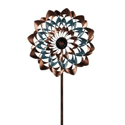Brand new π Evergreen 75"H Solar Wind Spinner, Copper and Verdigris Zinnia Garden Decor and Accessories for Home and Yard π 6 Brand new π Evergreen 75"H Solar Wind Spinner, Copper and Verdigris Zinnia Garden Decor and Accessories for Home and Yard π - Image 4