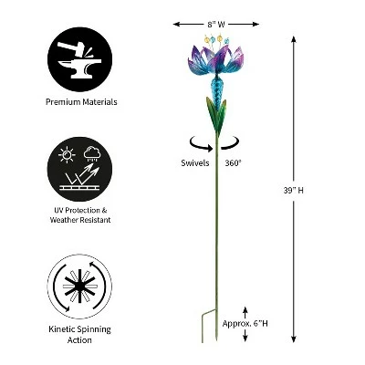 Cheapest ๐ Evergreen 38.5"H Wind Spinner Flower Garden Stake, Blue ๐ 3 Cheapest ๐ Evergreen 38.5"H Wind Spinner Flower Garden Stake, Blue ๐