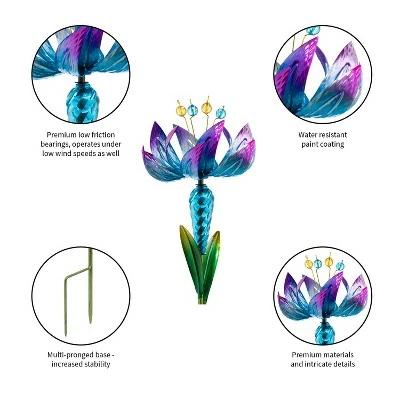 Cheapest ๐ Evergreen 38.5"H Wind Spinner Flower Garden Stake, Blue ๐ 4 Cheapest ๐ Evergreen 38.5"H Wind Spinner Flower Garden Stake, Blue ๐ - Image 2
